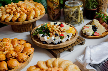 different type of cheese on a wedding reception table