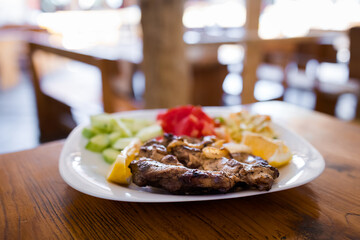 Delicious bulgarian food pork chop