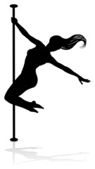 Obraz na płótnie Canvas Pole Dancing Woman Silhouette
