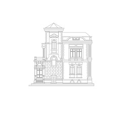 DRAWING OF HISTORICAL BUILDINGS OF VENICE, ANCIENT ITALIAN ARCHITECTURE IN GOTHIC AND NEOCLASSIC STYLE