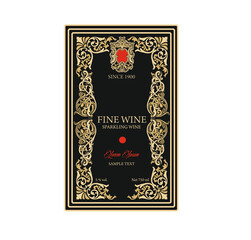 WINE LABEL ITALIAN DRINKS, DECORATIVE STICKER FOR SPARKLING WINE VINTAGE