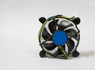 Computer CPU fan and heatsink isolated on white background
