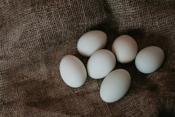 Eggs on a dark background. White eggs. Easter day.