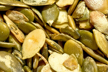 Pumpkin seeds pattern. Close-up, macro