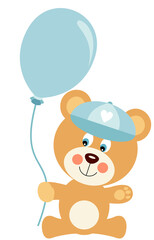 Obraz na płótnie Canvas Cute baby boy teddy bear holding a balloon