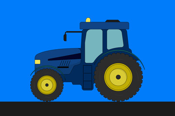 Side view of a tractor - flat design