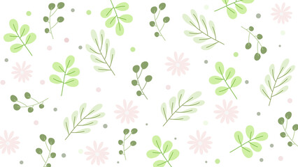 green frame background with flowers and leaves