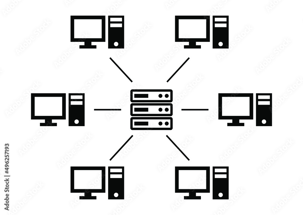 Poster Central main server global online linked network system computer icon design vector template. Blockchain crypto currency smart contract protocol contain cryptography hash, transaction data document.