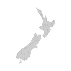 Outline political map of the New Zealand. High detailed vector illustration.