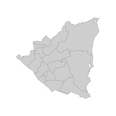 Outline political map of the Nicaragua. High detailed vector illustration.