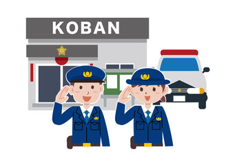 警察官　交番　パトカー © ken