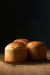 Three Easter cakes on a dark background