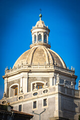 Fototapeta premium Chiesa della Badia di Sant'Agata, view of cupula, dome, catania, sicily, italy, europe, sunset, agata