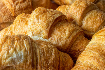 Fresh, soft and airy croissants made of puff pastry