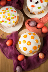 Easter cakes with kumquat, top view