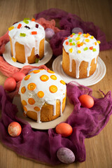 Easter cake with sweets and kumquat