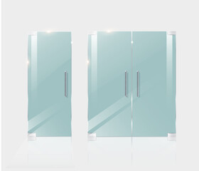 Glass doors isolated on transparent background. Vector