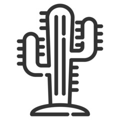 Simple cactus outline icon, plant and tree related concept on the white background