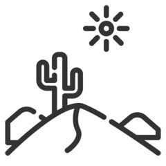 Simple desert outline icon, dry and desert related concept on the white background