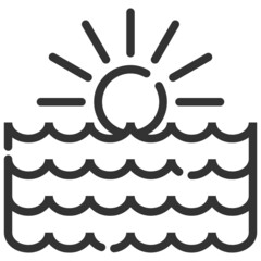 Simple ocean outline icon, river and sea related concept on the white background