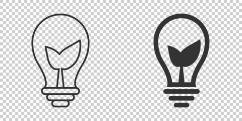 Naklejka premium Light bulb icon in flat style. Lightbulb vector illustration on white isolated background. Energy lamp sign business concept.