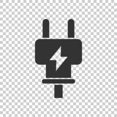 Electric plug icon in flat style. Power adapter vector illustration on white isolated background. Electrician sign business concept.