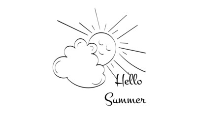 Hello Summer. Hand drawn Hello Summer Background for print or use as poster, card, flyer or T Shirt