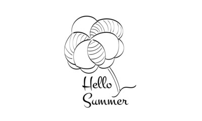 Hello Summer. Hand drawn Hello Summer Background for print or use as poster, card, flyer or T Shirt