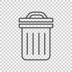 Garbage bin icon in flat style. Recycle vector illustration on white isolated background. Trash basket sign business concept.