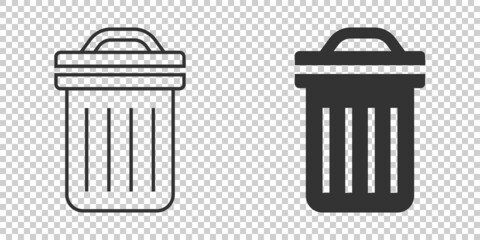 Garbage bin icon in flat style. Recycle vector illustration on white isolated background. Trash basket sign business concept.