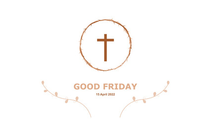 Good Friday. Crucifixion Of Jesus Christ illustration. Cross at sunset. You can use this asset for background your content like as Worship, Card, Banner, Live Streaming, Presentation, Webinar anymore.