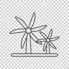 Wind power plant icon in flat style. Turbine vector illustration on white isolated background. Air energy sign business concept.