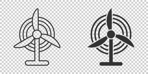 Wind power plant icon in flat style. Turbine vector illustration on white isolated background. Air energy sign business concept.