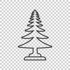 Conifer tree icon in flat style. Fir flora vector illustration on white isolated background. Ecology sign business concept.