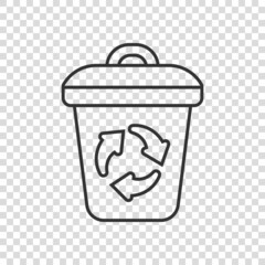 Garbage bin icon in flat style. Recycle vector illustration on white isolated background. Trash basket sign business concept.