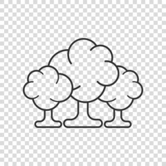 Tree icon in flat style. Forest vector illustration on white isolated background. Plant sign business concept.
