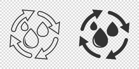 Water drop icon in flat style. Blob recycle vector illustration on white isolated background. Ecology sign business concept.