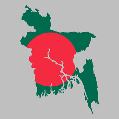 Bangladesh flag inside the Bangladeshi map borders vector illustration 