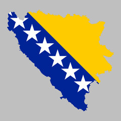 Bosnia And Herzegovina flag inside the Bosnian map borders vector illustration 