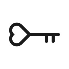 Heart shaped key icon on white background