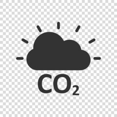 Co2 emission icon in flat style. Cloud disaster vector illustration on white isolated background. Environment sign business concept.