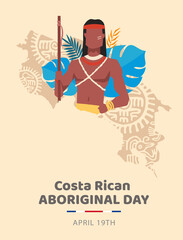 VECTORS. Costa Rican Aboriginal Day also known as National Costa Rican Indigenous Day, holiday, april 19, Pre-Columbian art, día del aborigen costarricense