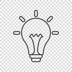 Light bulb icon in flat style. Lightbulb vector illustration on white isolated background. Energy lamp sign business concept.