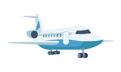 Airpline semi flat color vector object. Full sized item on white. Commercial airline. Civil aviation. International flight simple cartoon style illustration for web graphic design and animation