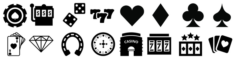 Casino vector icon set. gambling related illustration sign collection. roulette symbol. slot logo.  © Denys