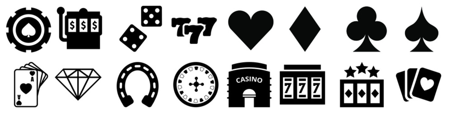 Casino vector icon set. gambling related illustration sign collection. roulette symbol. slot logo.
