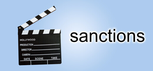 word Sanctions written on paper. the concept on the topic of sanctions in Russia