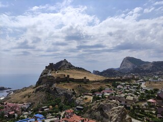 view from the mountain to the village
