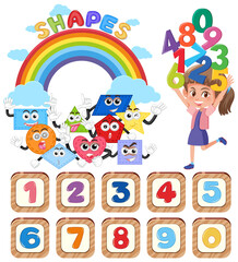 Math classroom objects with supplies and students