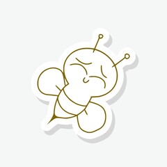 Bee hand drawn in doodle style sticker icon